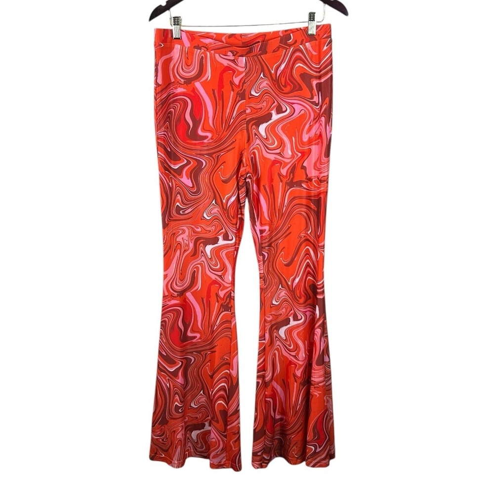 Princess Polly Hippie Retro Red Orange Mesh Flare‎ Pants- Sz 10 NWT 60's Boho